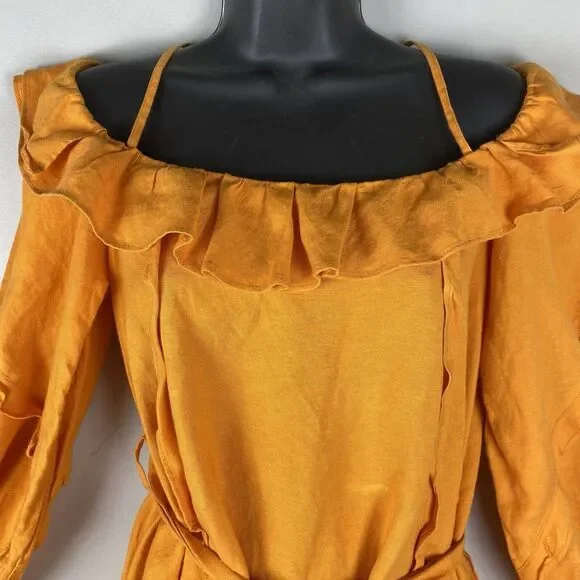 Marissa Webb Linen Womans Dress Sz 4 Colorful Beachy Coquette - Picture 6 of 9